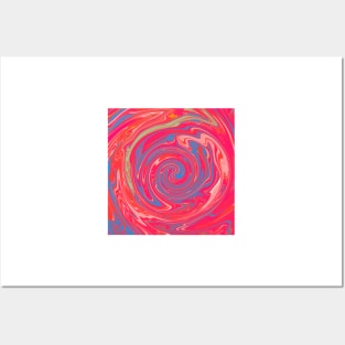 Peach Red Rose Swirl Marble Design Abstract Art Posters and Art